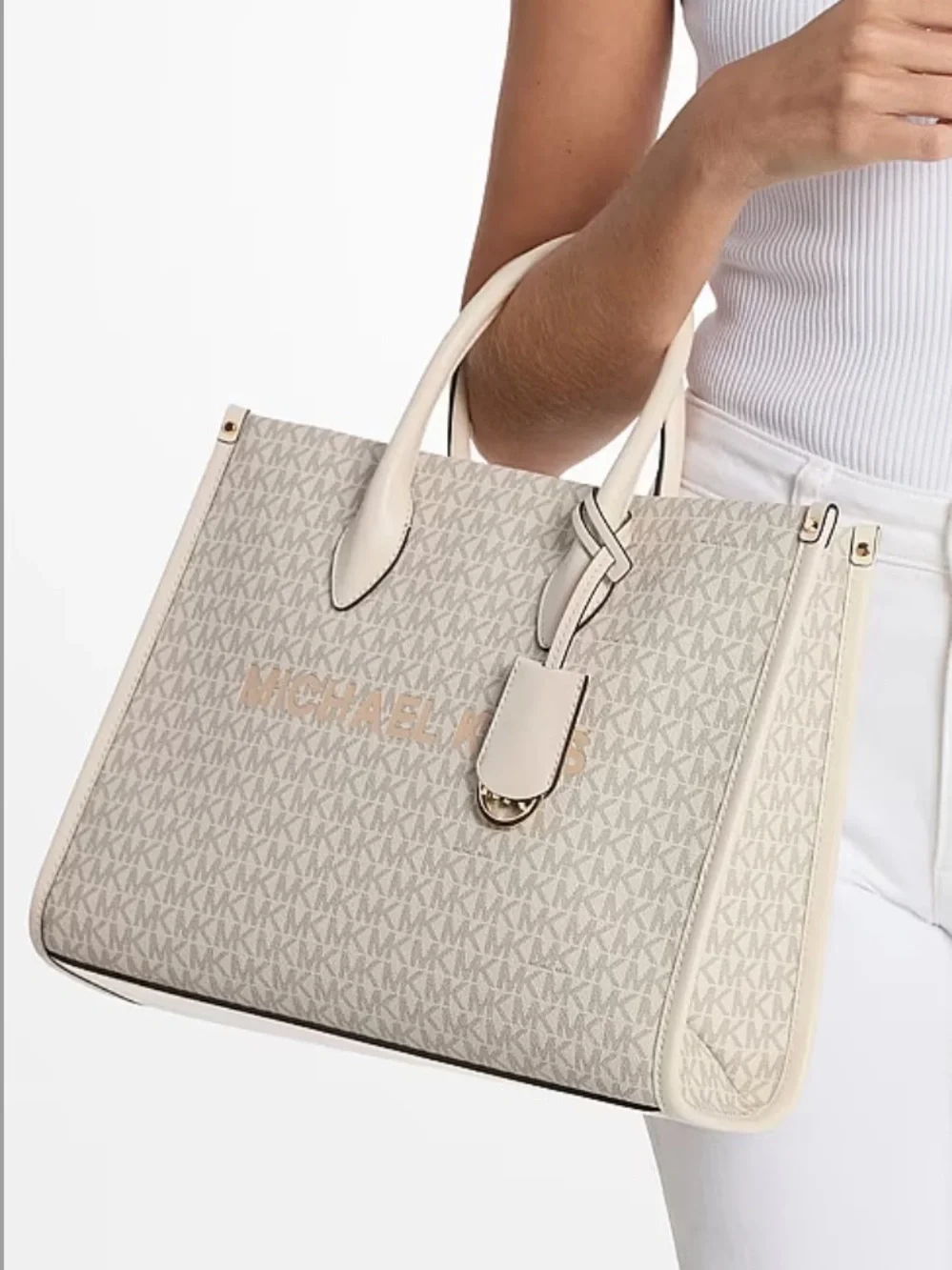 Michael Kors Mirella Medium Signature Logo Tote Shoulder Bag Crossbody